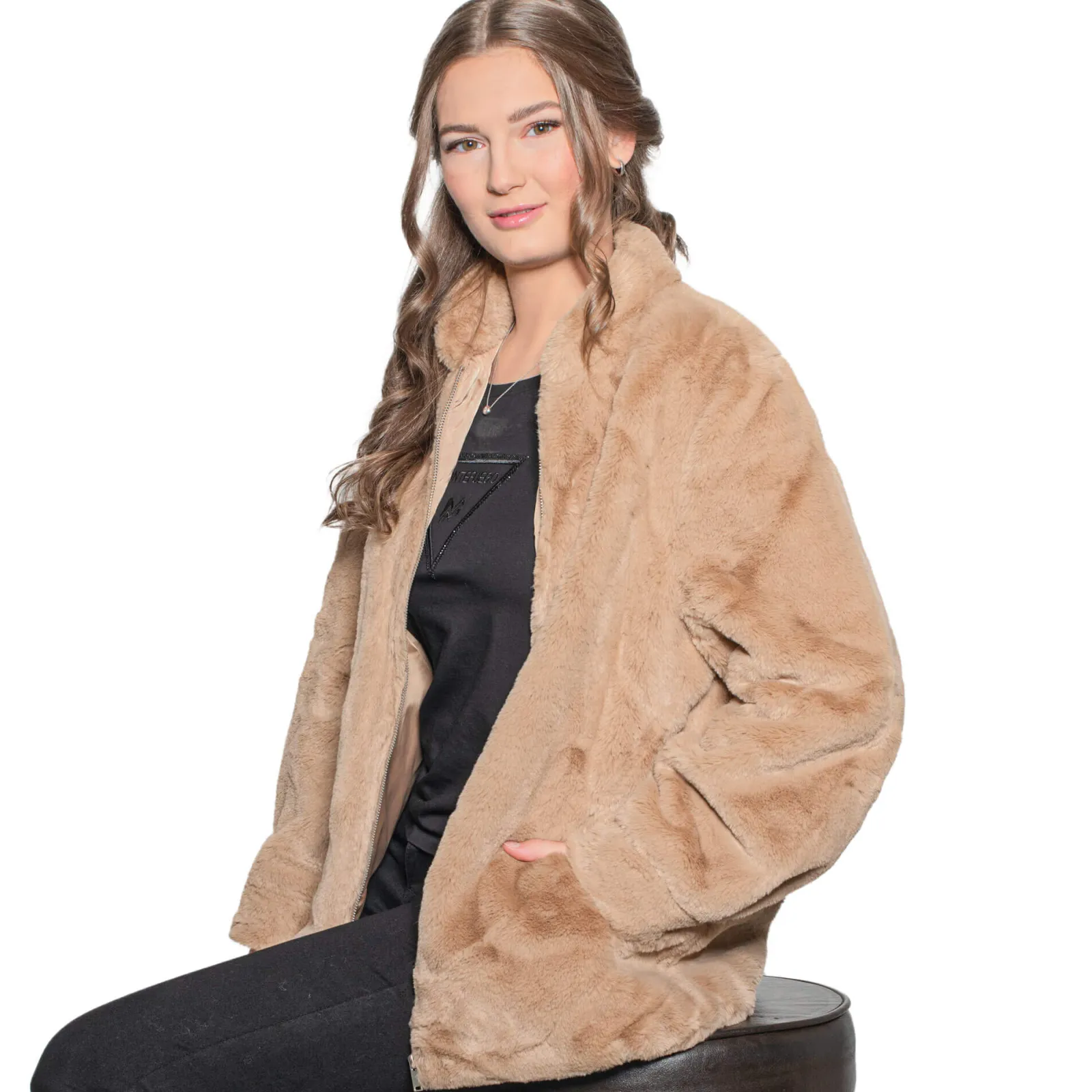 Zillertaler Trachtenwelt Damen Kuscheljacke "Nina", Mokka Braun Store