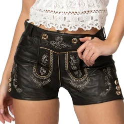 Zillertaler Trachtenwelt Damen Lederhose "Mona", Schwarz Cheap