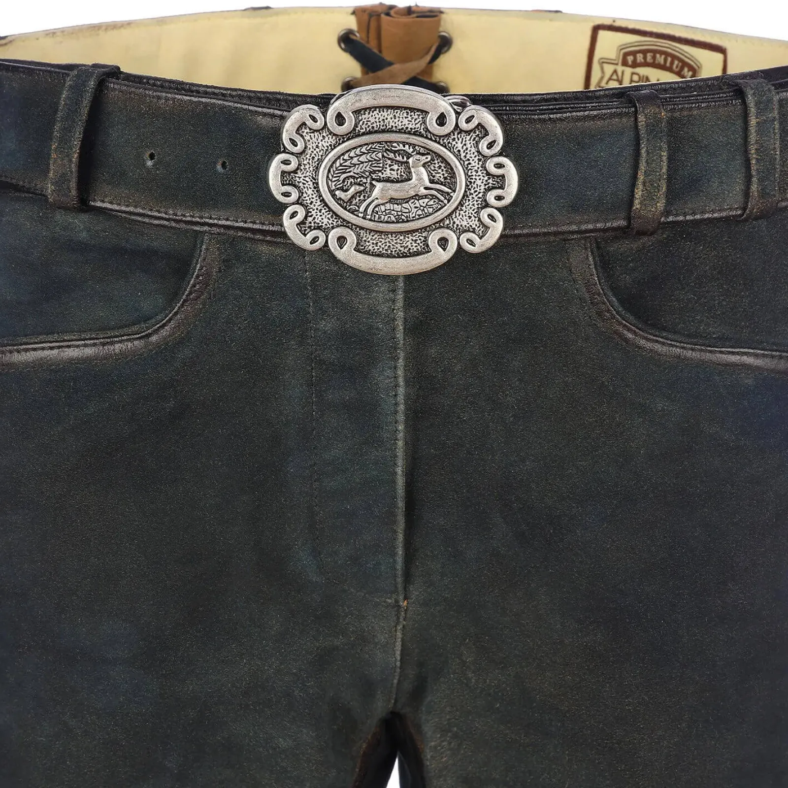 Zillertaler Trachtenwelt Damen Lederhose "Samira", Graphit Grau Outlet