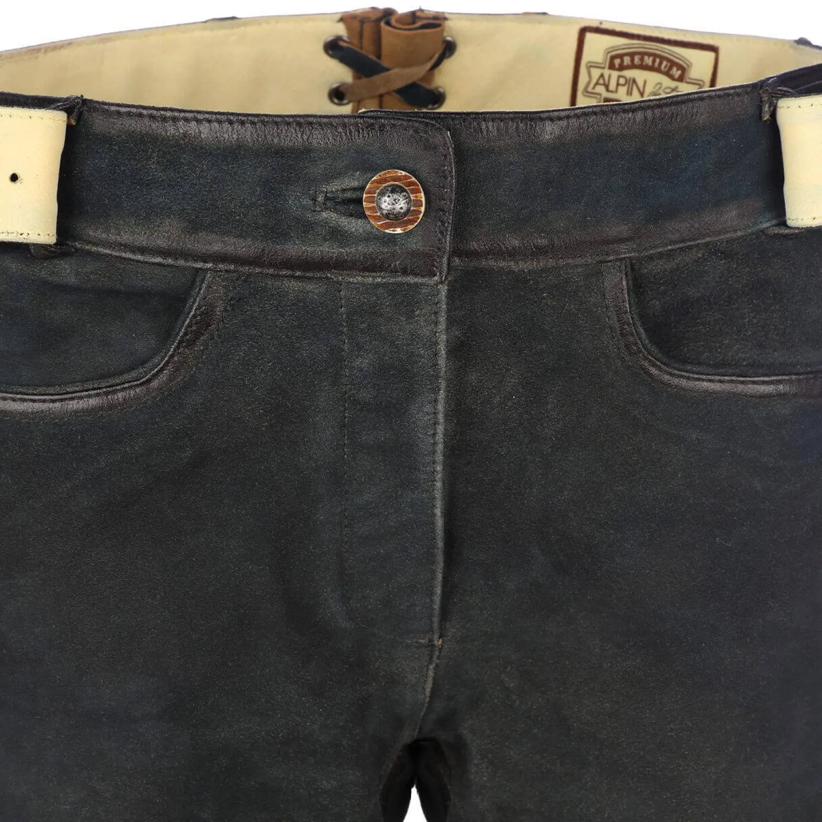 Zillertaler Trachtenwelt Damen Lederhose "Samira", Graphit Grau Outlet