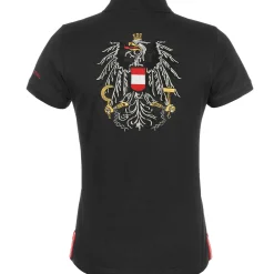 Zillertaler Trachtenwelt Damen Polo "Österreich", Schwarz Best