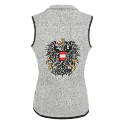 Zillertaler Trachtenwelt Damen Strickfleece Weste "Österreich", Hell Grau Best