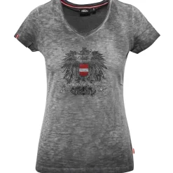 Zillertaler Trachtenwelt Damen T-Shirt "Austrian Girl", Grau Best