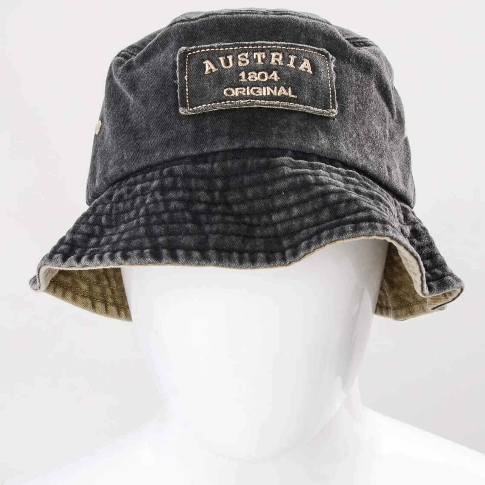 Zillertaler Trachtenwelt Fischermütze “Austria”, Anthrazit- Beige Fashion