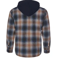 Zillertaler Trachtenwelt Herren Flanellhemd "Karo", mit Kapuze, -Orange Blau Store