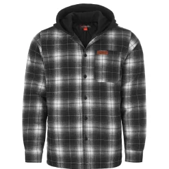 Zillertaler Trachtenwelt Herren Flanelljacke "Karo" mit Kapuze, -Weiß Schwarz Cheap