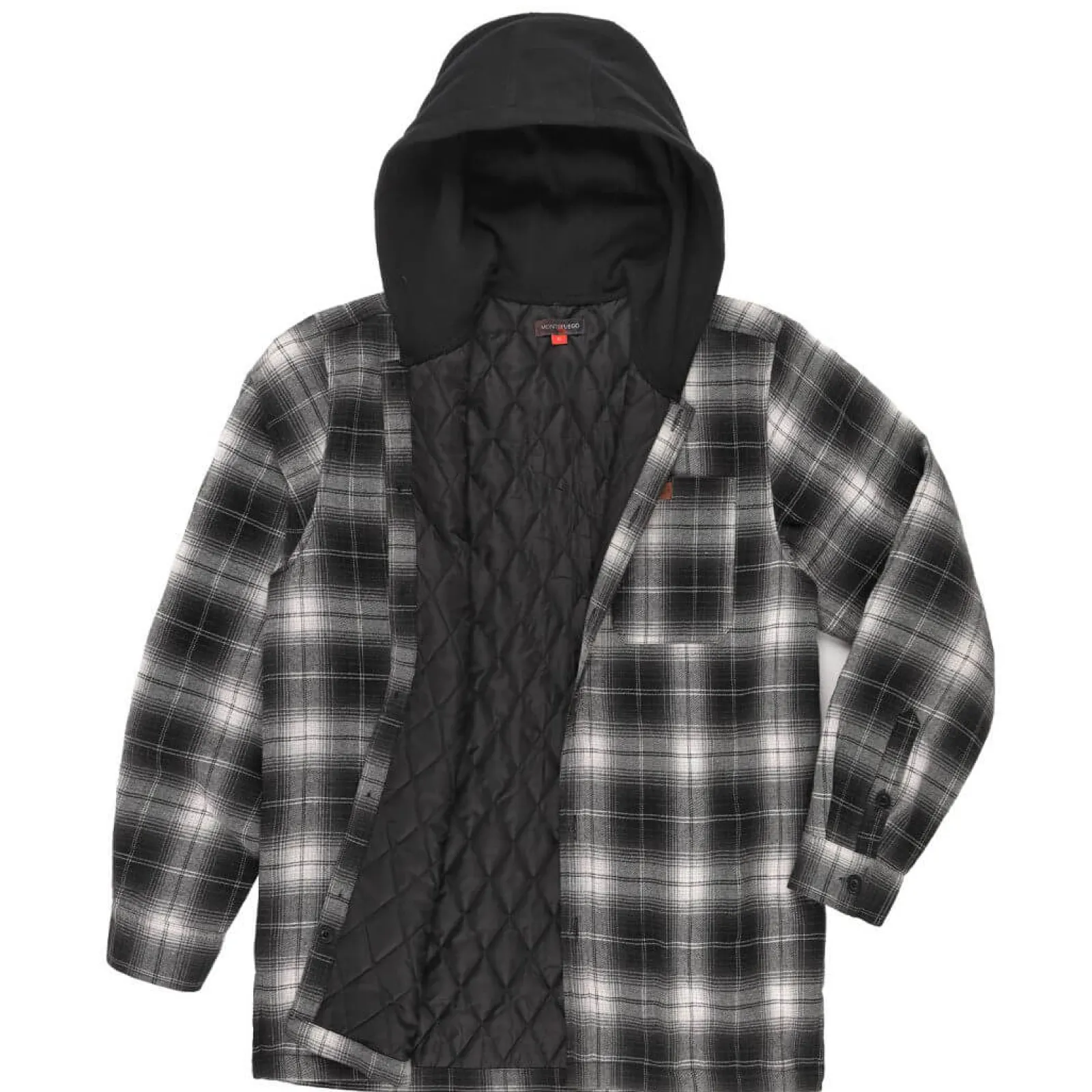 Zillertaler Trachtenwelt Herren Flanelljacke "Karo" mit Kapuze, -Weiß Schwarz Cheap