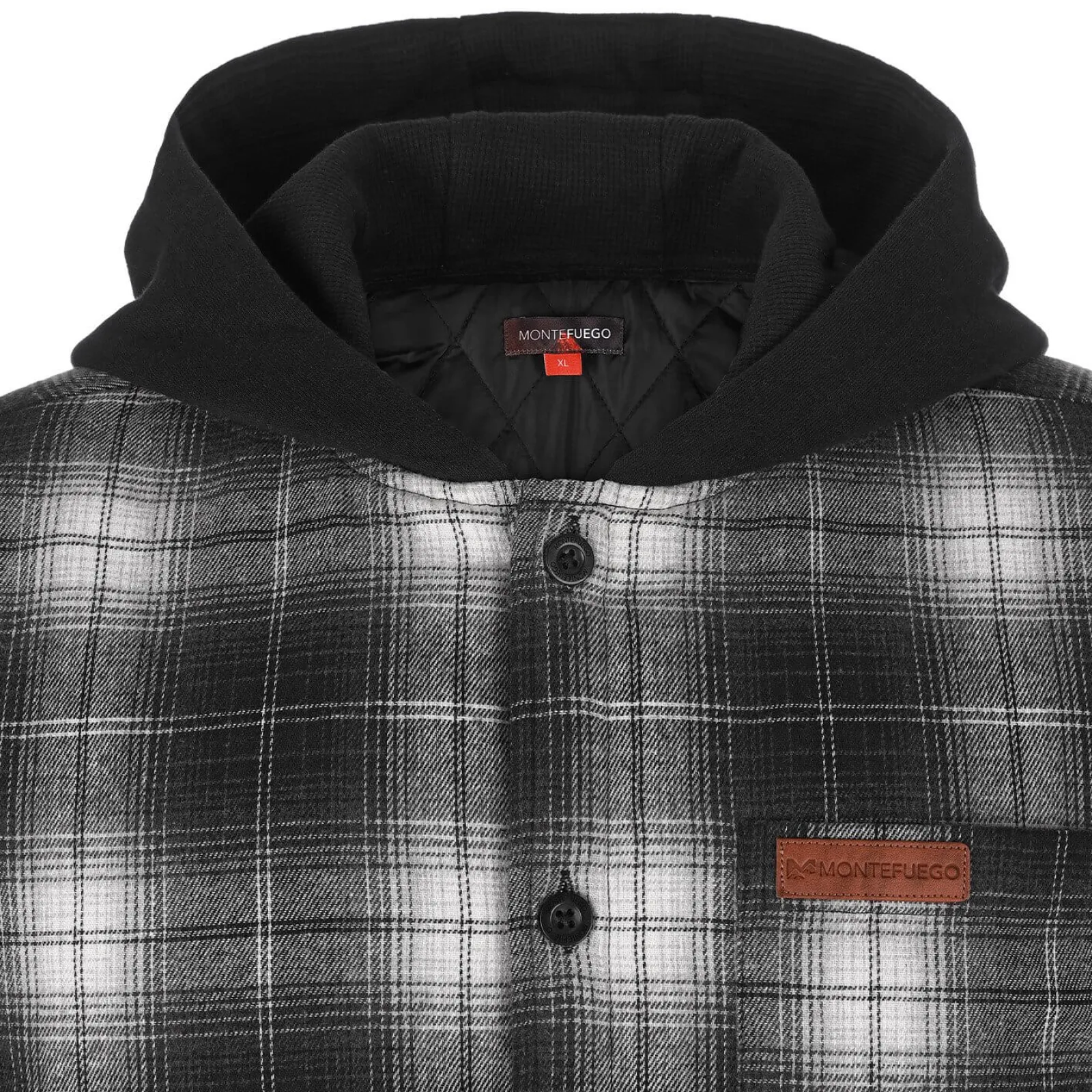 Zillertaler Trachtenwelt Herren Flanelljacke "Karo" mit Kapuze, -Weiß Schwarz Cheap
