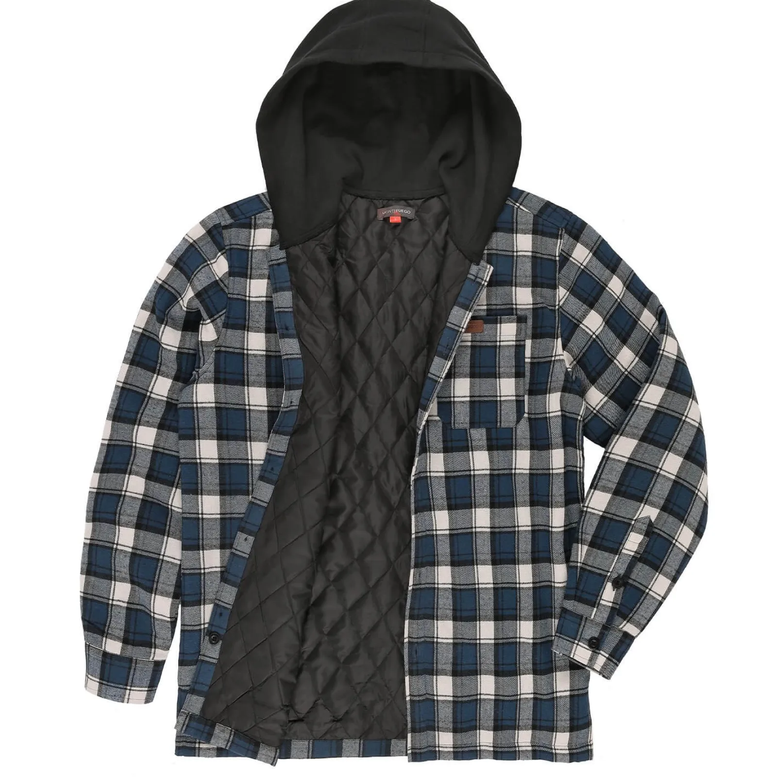Zillertaler Trachtenwelt Herren Flanelljacke "Karo" mit Kapuze, -Weiß Blau New