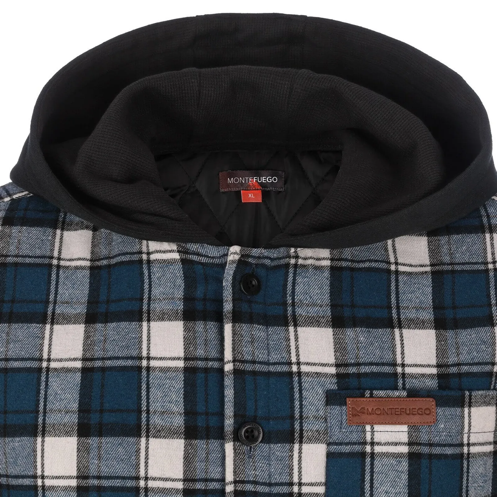 Zillertaler Trachtenwelt Herren Flanelljacke "Karo" mit Kapuze, -Weiß Blau New