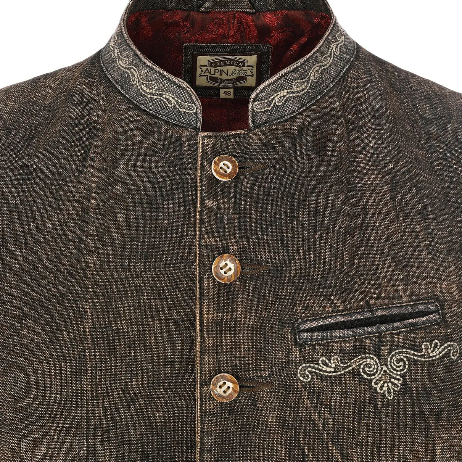Zillertaler Trachtenwelt Herren Gilet "Henry", Stone Braun Discount