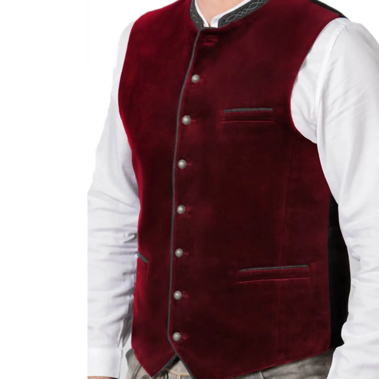 Zillertaler Trachtenwelt Herren Gilet "Lorenzo", Bordeaux Rot Best