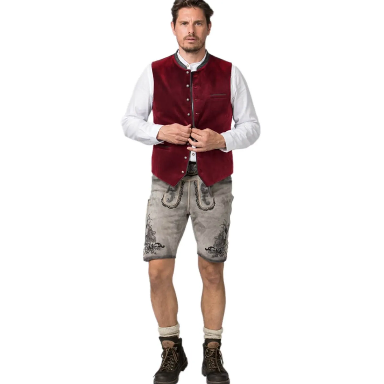 Zillertaler Trachtenwelt Herren Gilet "Lorenzo", Bordeaux Rot Best