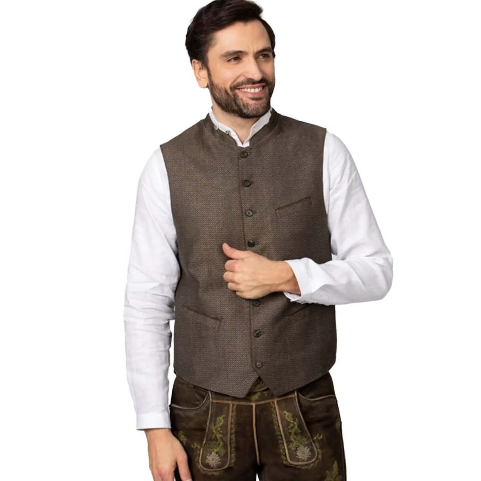 Zillertaler Trachtenwelt Herren Gilet "Ottavio", Braun Online