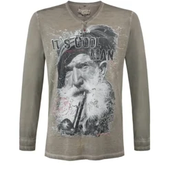 Zillertaler Trachtenwelt Herren Langarmshirt "Coolman" Braun Outlet