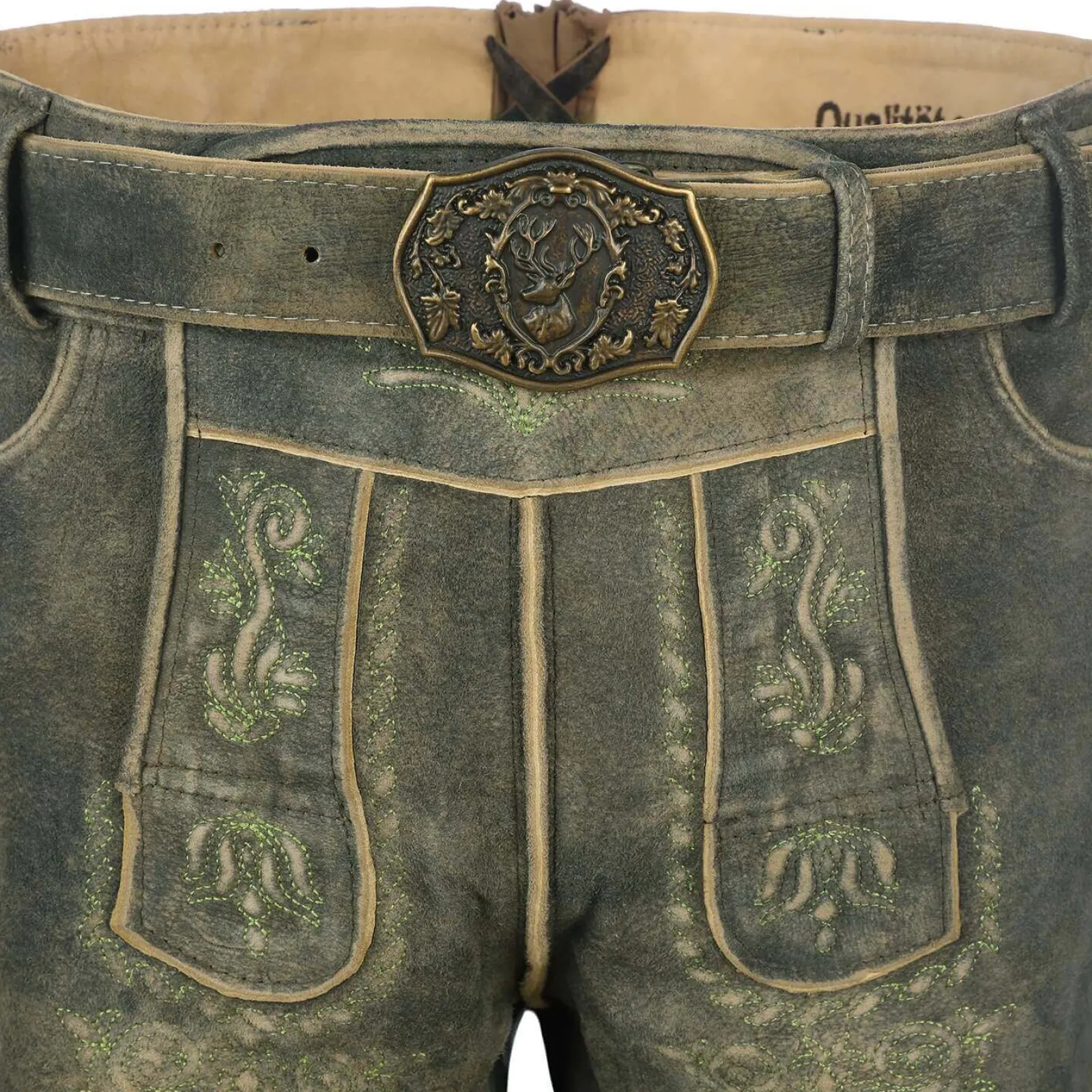 Zillertaler Trachtenwelt Herren Lederhose "Ludwig", Grün Fashion