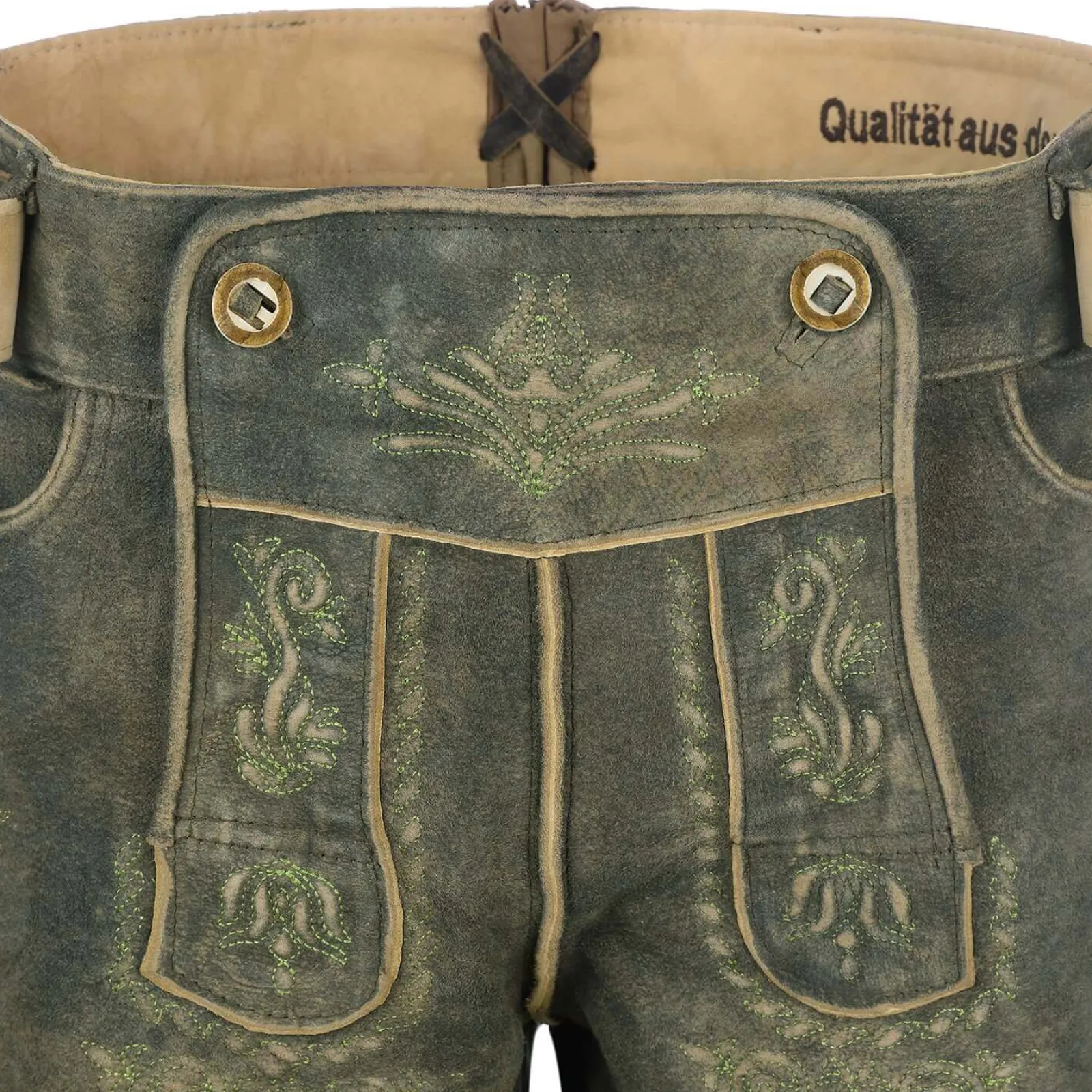 Zillertaler Trachtenwelt Herren Lederhose "Ludwig", Grün Fashion