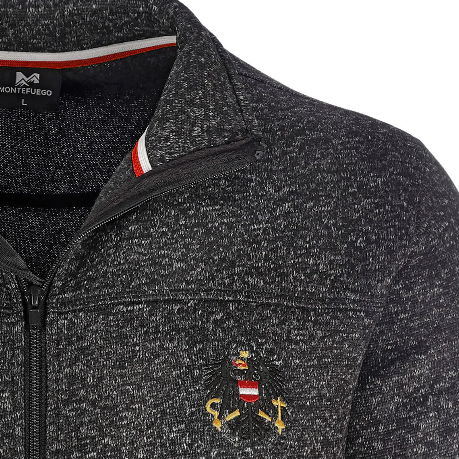 Zillertaler Trachtenwelt Herren Strickfleece Jacke "Österreich", Anthrazit Grau Online