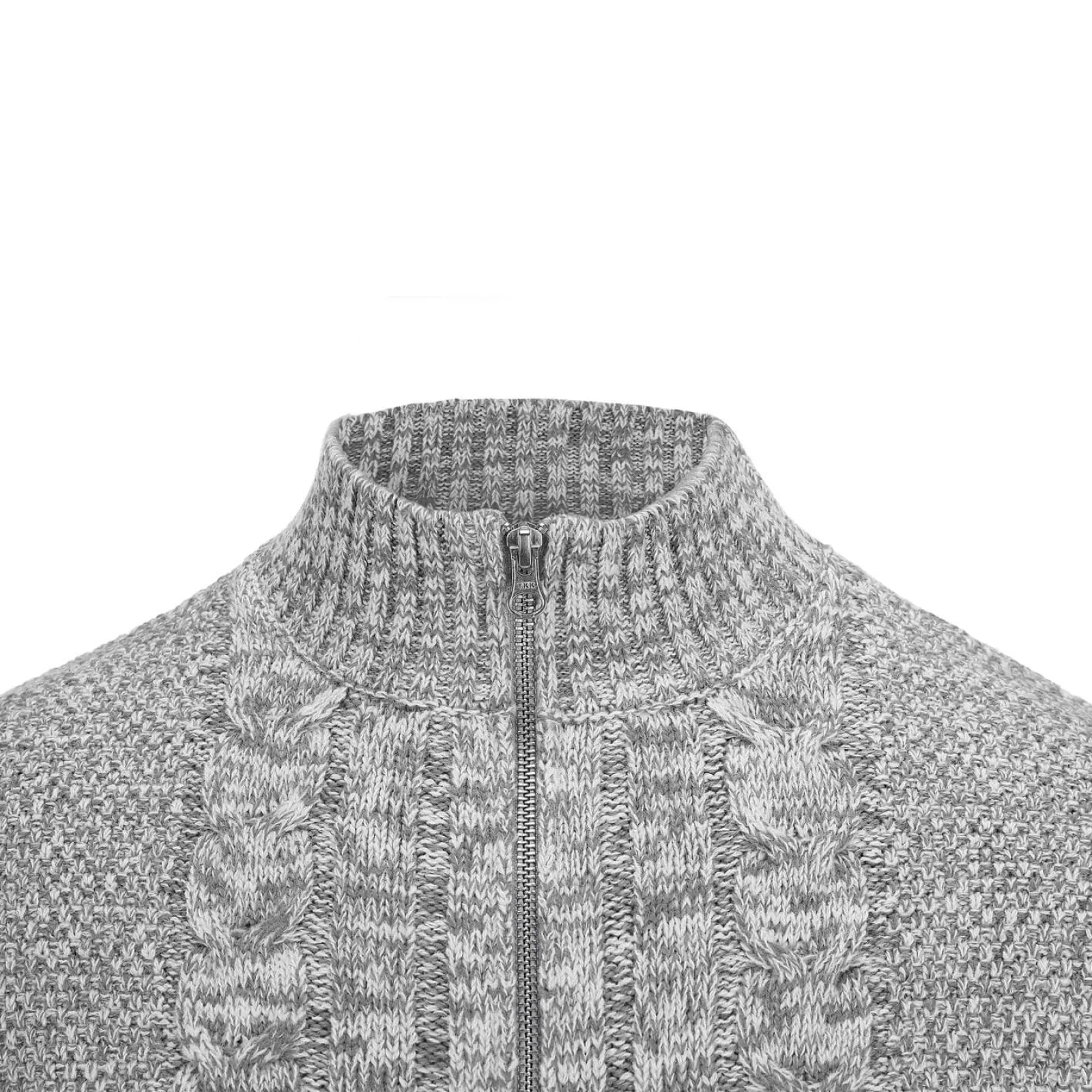 Zillertaler Trachtenwelt Herren Zopf-Strickjacke "Noel", -Melange Grau Best Sale