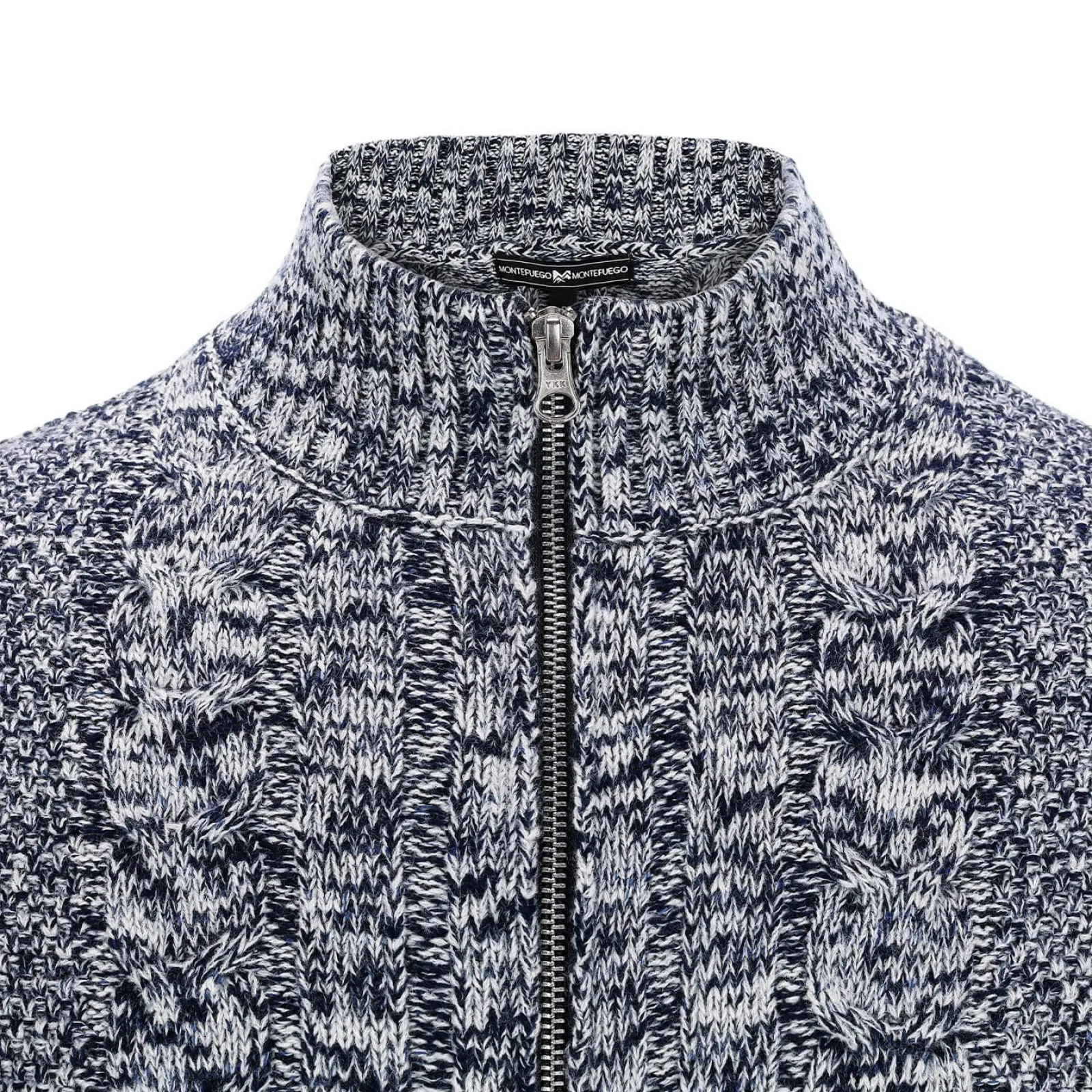 Zillertaler Trachtenwelt Herren Zopf-Strickjacke "Noel", Navy-Melange Blau Fashion