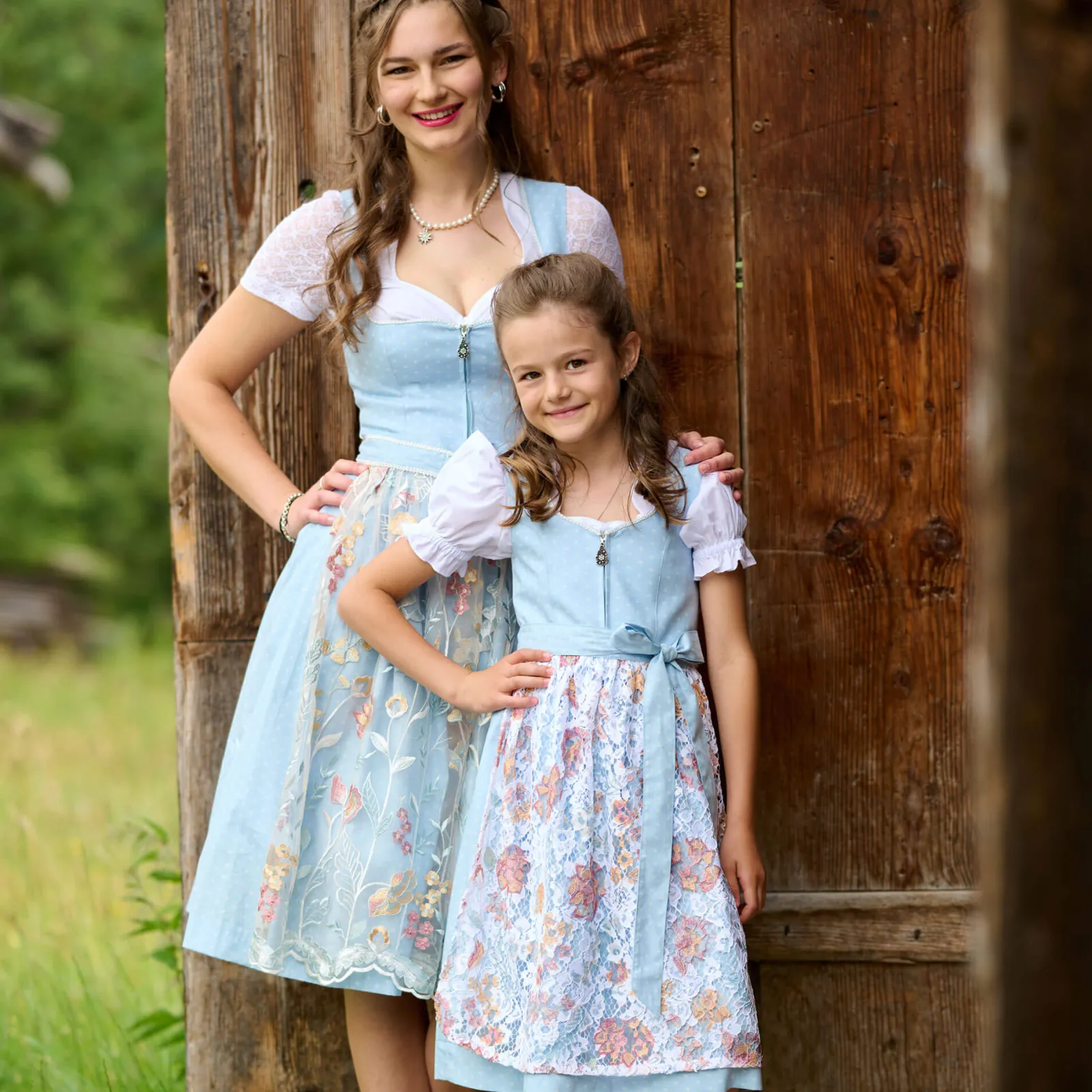 Zillertaler Trachtenwelt Kinder Dirndl "Ulli", Hell Blau Outlet