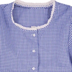 Zillertaler Trachtenwelt Kinder Mädchen Bluse "Chiemgau" Langarm, Blau Hot