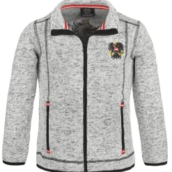 Zillertaler Trachtenwelt Kinder Strickfleece Jacke “Österreich", Hell Grau Flash Sale