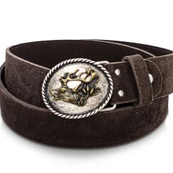 Zillertaler Trachtenwelt Ledergürtel "Hirschkopf", Braun Store